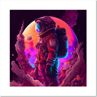 A futuristic astronaut in full spacesuit gear Planet 2 Posters and Art